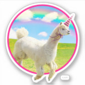 Alpaca Unicorn onder regenbooghemel Sticker (Voorkant)