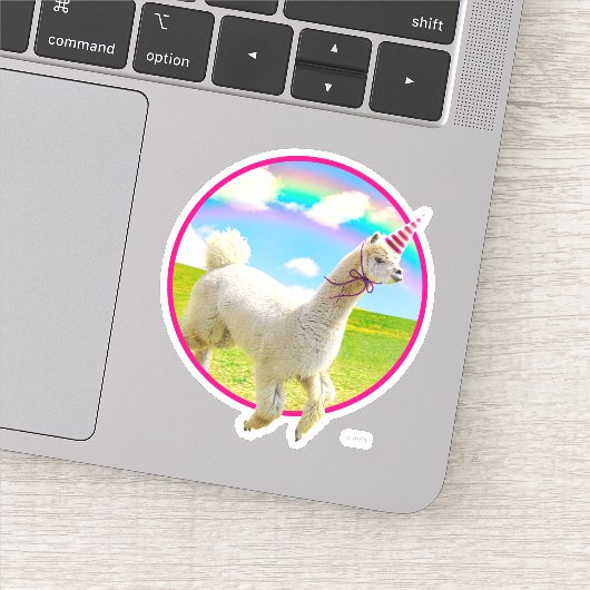 Alpaca Unicorn onder regenbooghemel Sticker (Detail)