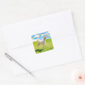 Alpaca Unicorn onder regenbooghemel Vierkante Sticker (Envelop)