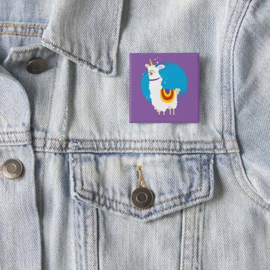 Alpaca Unicorn Vierkante Button 5,1 Cm (In situ)