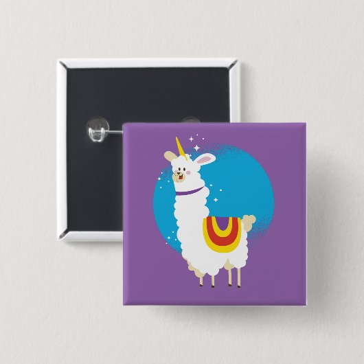 Alpaca Unicorn Vierkante Button 5,1 Cm (Voorkant /achterkant)
