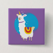 Alpaca Unicorn Vierkante Button 5,1 Cm (Voorkant)