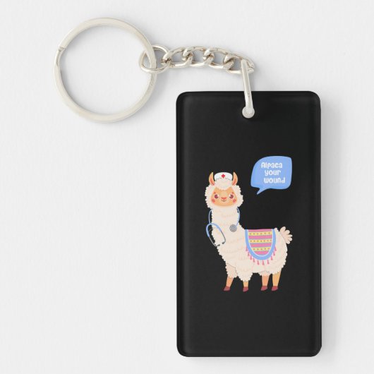 Alpaca Uw Wond Leuke Llama Wond Verpleegkundige Sleutelhanger (Voorkant)