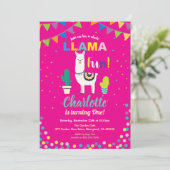 Alpaca verjaardagsuitnodiging meisje eerste 1e dag kaart (Staand voorkant)