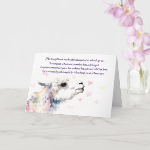 Alpaca-verlies: medeleven met een spiritueel gedic kaart