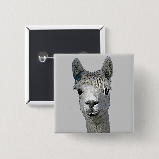 Alpaca Vierkante Button 5,1 Cm (Voorkant /achterkant)