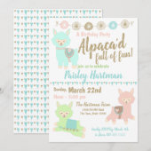 Alpaca vol met leuke verjaardagsfeestje kaart (Voorkant / Achterkant)