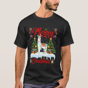 Alpaca vrolijke kerstboom verlichting Santa Alpaca T-shirt