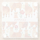 Alpaca Waterverf Kleurrijke Gepersonaliseerde Patr Glazen Onderzetter (Achterkant)