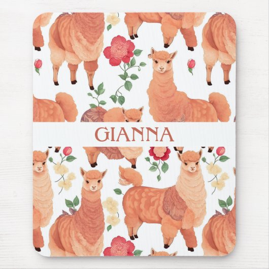 Alpaca Waterverf Kleurrijke Gepersonaliseerde Patr Muismat (Voorkant)