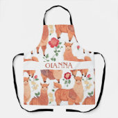 Alpaca Waterverf Kleurrijke Gepersonaliseerde Patr Schort (Voorkant)