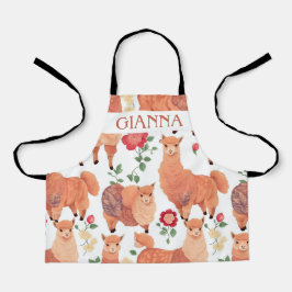 Alpaca Waterverf Kleurrijke Gepersonaliseerde Patr Schort