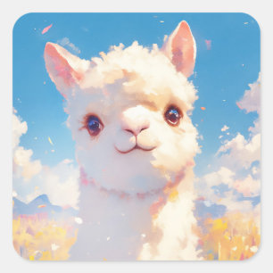 Alpaca Weide Momenten Vierkante Sticker