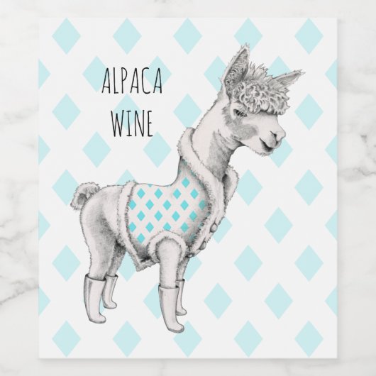 Alpaca wijn (of mousserende wijn) flesetiket wijn etiket (Enkel label)