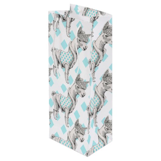 Alpaca Wine Gift Bag Wijn Cadeautas (Achterkant Gekanteld)