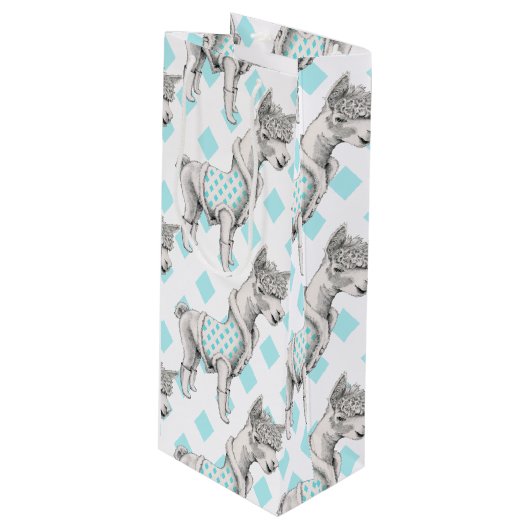 Alpaca Wine Gift Bag Wijn Cadeautas (Voorkant Gekanteld)