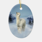 Alpaca Winter Night kerstversieringen Keramisch Ornament (Achterkant)