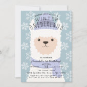 Alpaca Winter Onederland Kinderdagenuitnodiging Kaart (Voorkant)