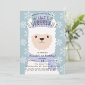 Alpaca Winter Onederland Kinderdagenuitnodiging Kaart (Staand voorkant)