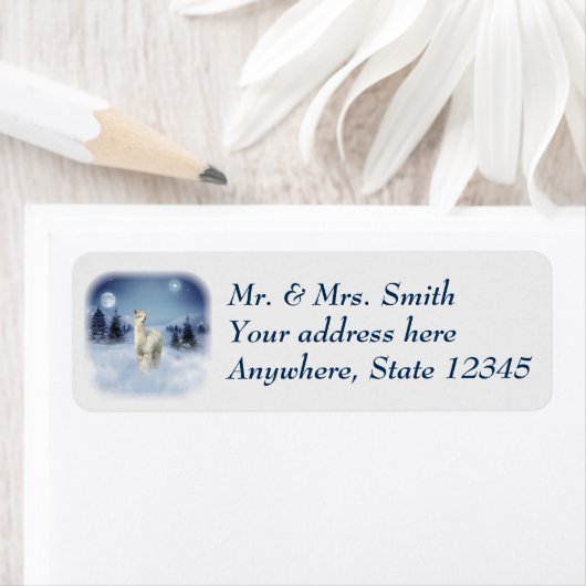 Alpaca Winternacht Kerst Adresetiketten Etiket (Insitu)