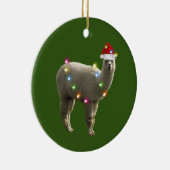 Alpaca With Hat Lights Christmas Keramisch Ornament (Rechts)