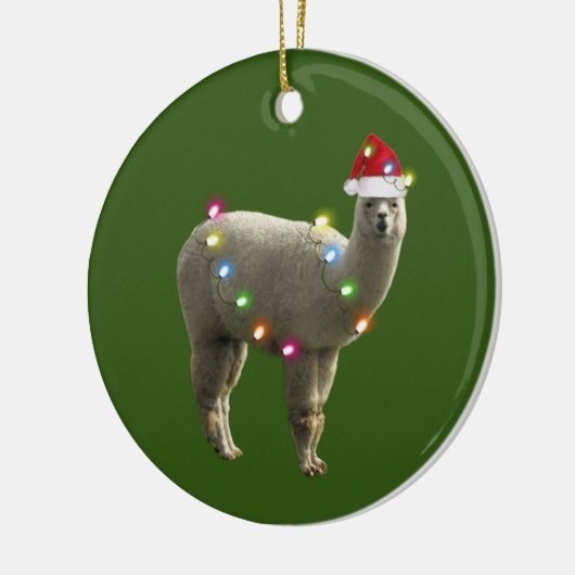 Alpaca With Hat Lights Christmas Keramisch Ornament (Links)