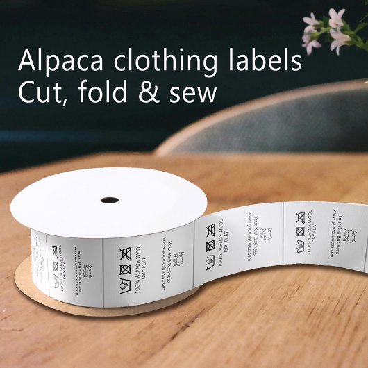 Alpaca wol kledinglabels Care logo mono Satijnen Lint