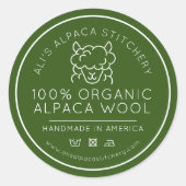 Alpaca wol product groen wit breien bedrijf ronde sticker (Voorkant)