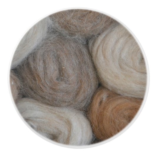 Alpaca Wool Ceramic Knob. Keramische Knop (Voorkant)