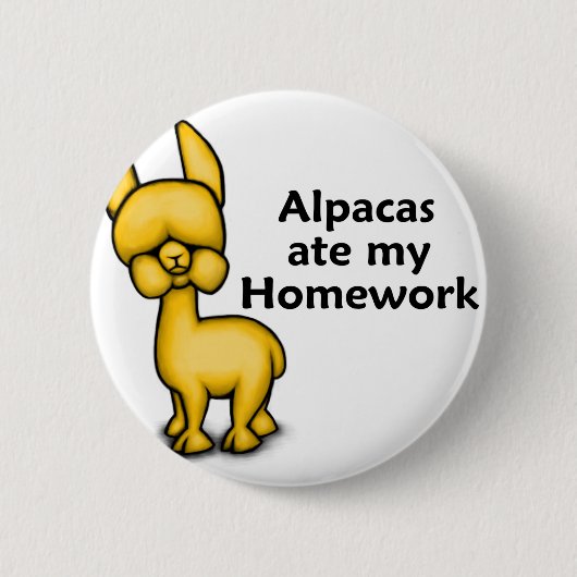 Alpacas at my Homework Ronde Button 5,7 Cm (Voorkant)