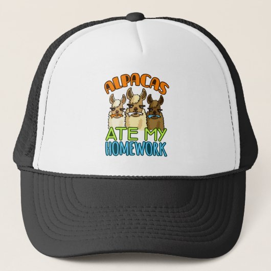 Alpacas Ate My Homework Funny Alpaca Lover Trucker Pet (Voorkant)