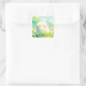 Alpaca's Day in een kleurrijke voorjaarstuin Vierkante Sticker (Tas)