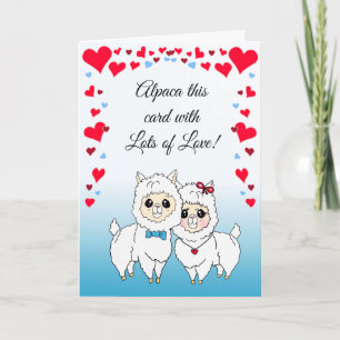 Alpaca's en Lamas Funny Valentijnsdag Kaart