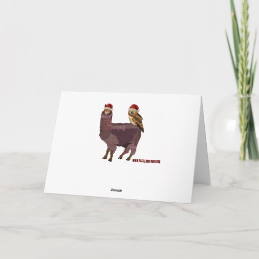 Alpaca's en uilen Blue Christmas Kaart (Achterkant)