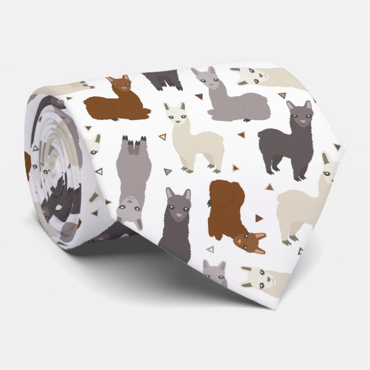 Alpacas Geo Pattern Stropdas (Opgerold)