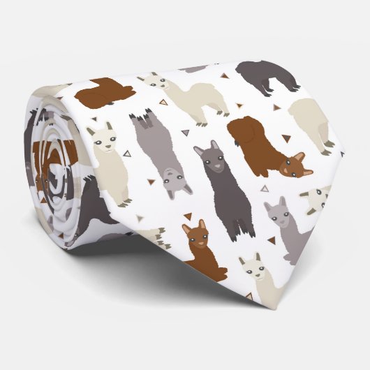 Alpacas Geo Pattern Stropdas (Opgerold)