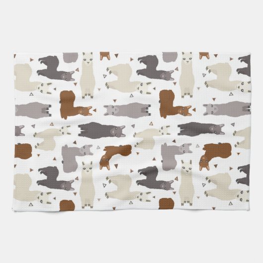Alpacas Geo Pattern Theedoek (Horizontaal)