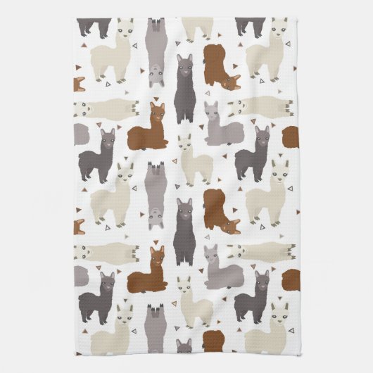 Alpacas Geo Pattern Theedoek (Verticaal)