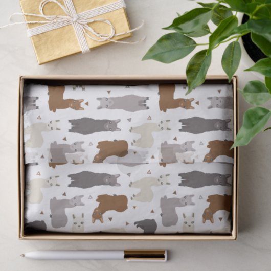Alpacas Geo Pattern Tissuepapier (Geschenk)