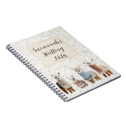 Alpacas in Sweaters Personalized Knitting Notitieboek (Rechterzijde)
