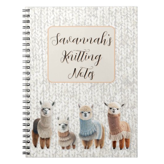 Alpaca's in Truien Persoonlijk Gebreid Notitieboek (Voorkant)