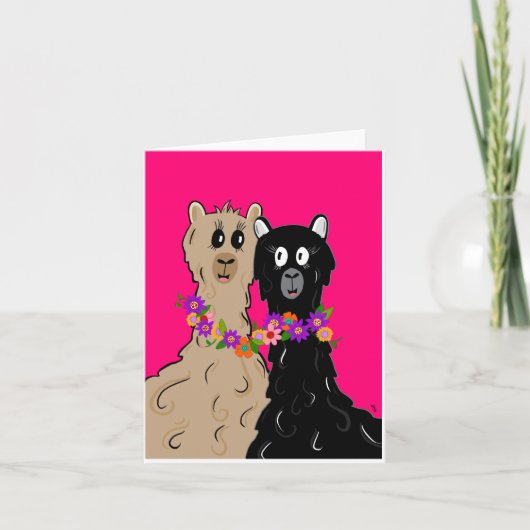 Alpaca's met ketting van bloemen bedankkaart (Voorkant)