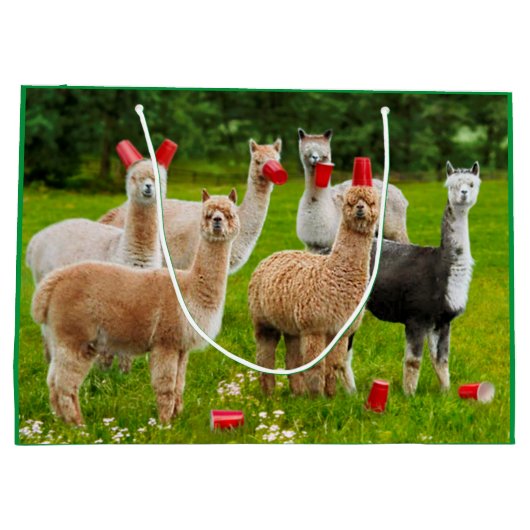 Alpaca's met rode kopjes groot cadeauzakje (Achterkant)