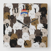 Alpacas Wall Clock Vierkante Klok (Voorkant)