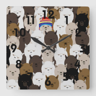 Alpacas Wall Clock Vierkante Klok