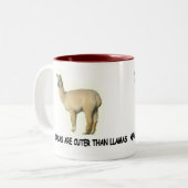 Alpaca's zijn knuffel dan lama's tweekleurige koffiemok (Voorkant links)
