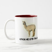 Alpaca's zijn knuffel dan lama's tweekleurige koffiemok (Links)