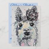 Alpacca Lama Kunst Aquarel Verjaardagsuitnodiging Kaart (Voorkant / Achterkant)