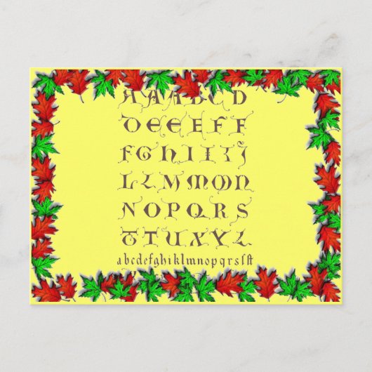 Alpahbet uit de 12e eeuw briefkaart (Voorkant)