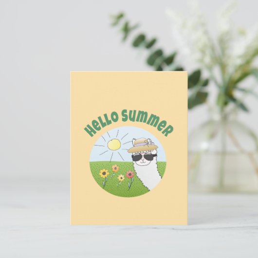 Alpaka-Party Hello Summer Alpaca partytime Briefkaart (Staand voorkant)